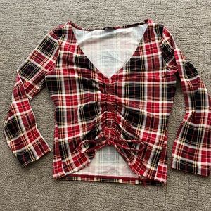 Plaid 3/4 sleeve top